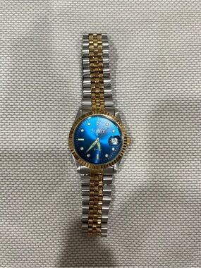 Stauer Two-Tone Blue Dial Stainless Steel Smartwatch